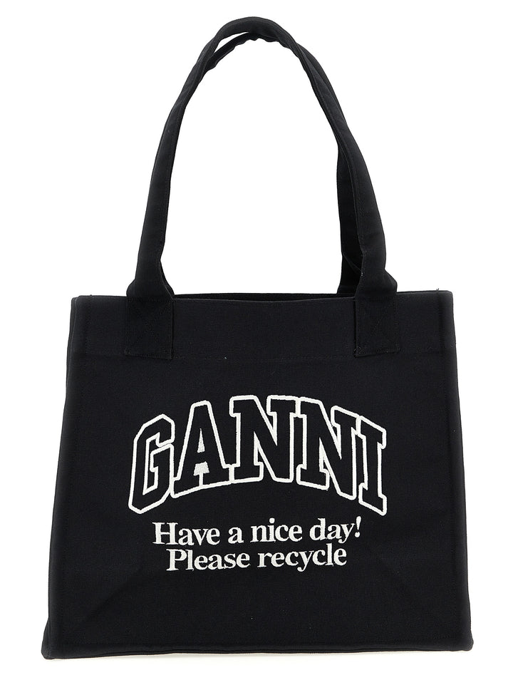 Ganni Bicolor Recycled Cotton Tote Bag