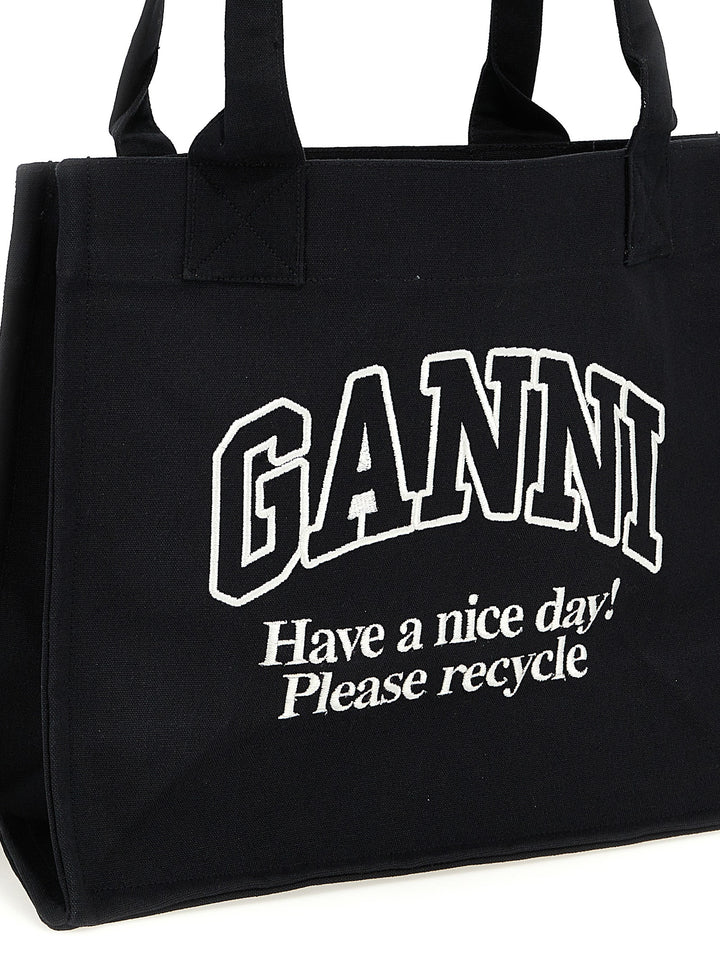 Ganni Bicolor Recycled Cotton Tote Bag