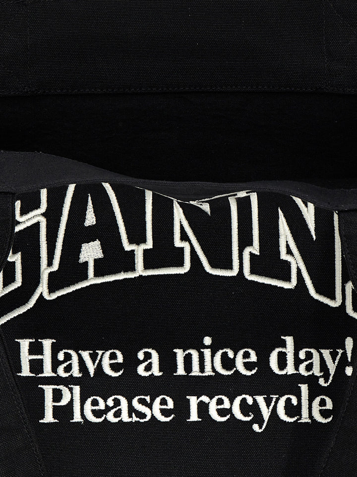 Ganni Bicolor Recycled Cotton Tote Bag