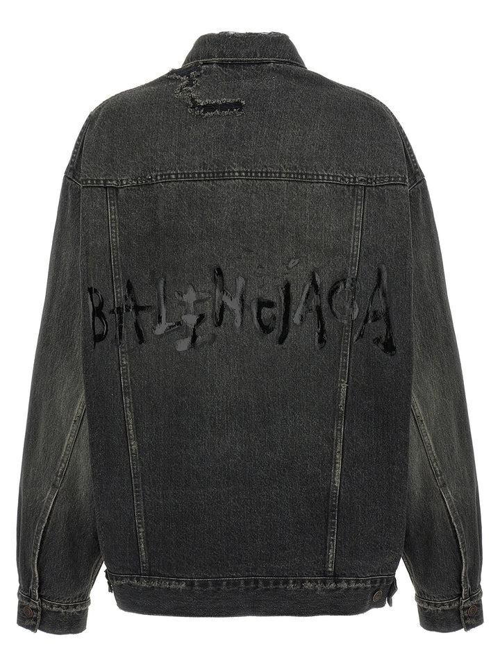 Balenciaga Gray Cotton Denim Jacket
