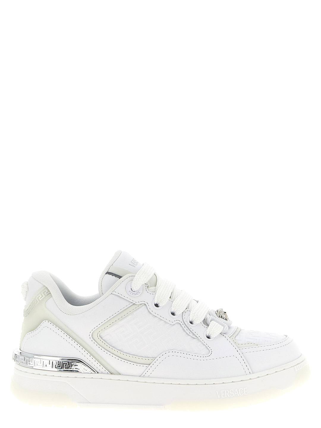 Versace White Calfskin Low Top Sneakers