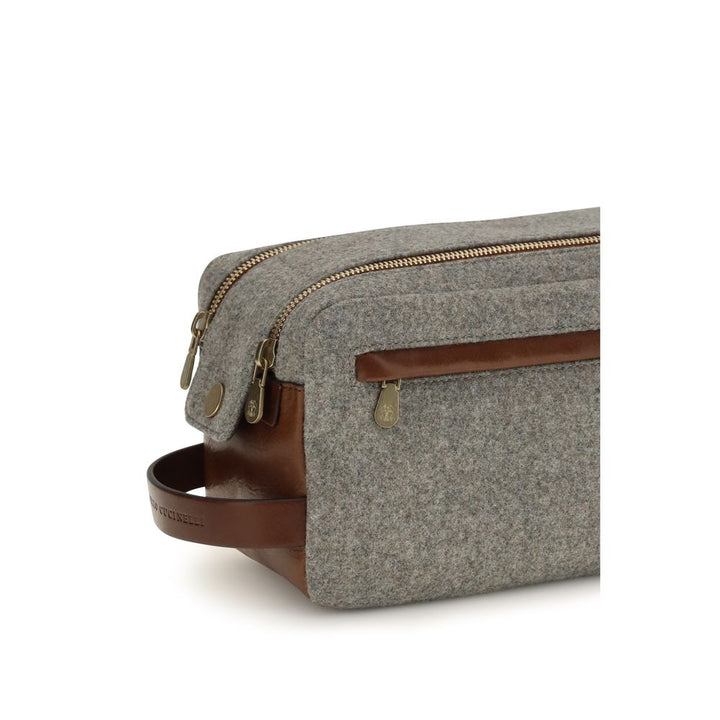 Brunello Cucinelli Gray Wool Oves Aries Wallet