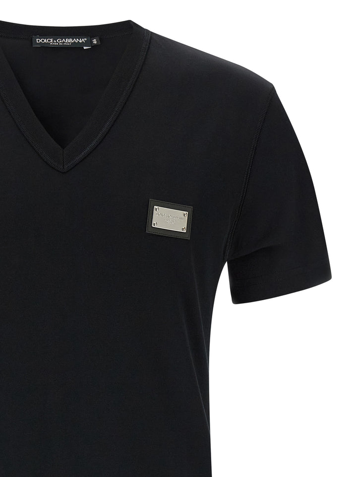 Dolce &amp; Gabbana Black Cotton T-Shirt