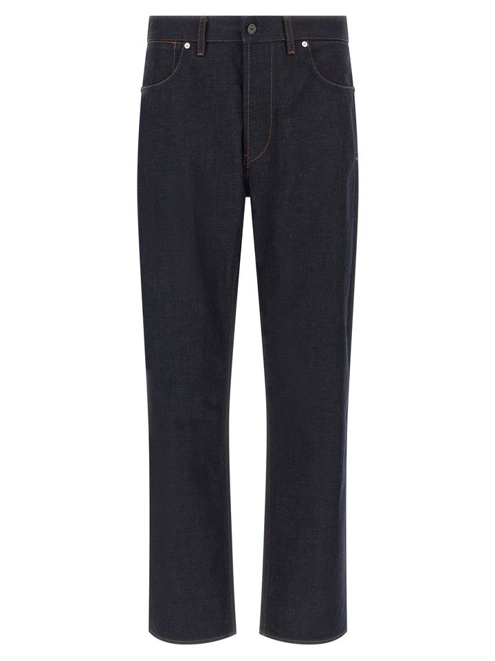 Stone Island Blue Cotton Straight-Leg Jeans