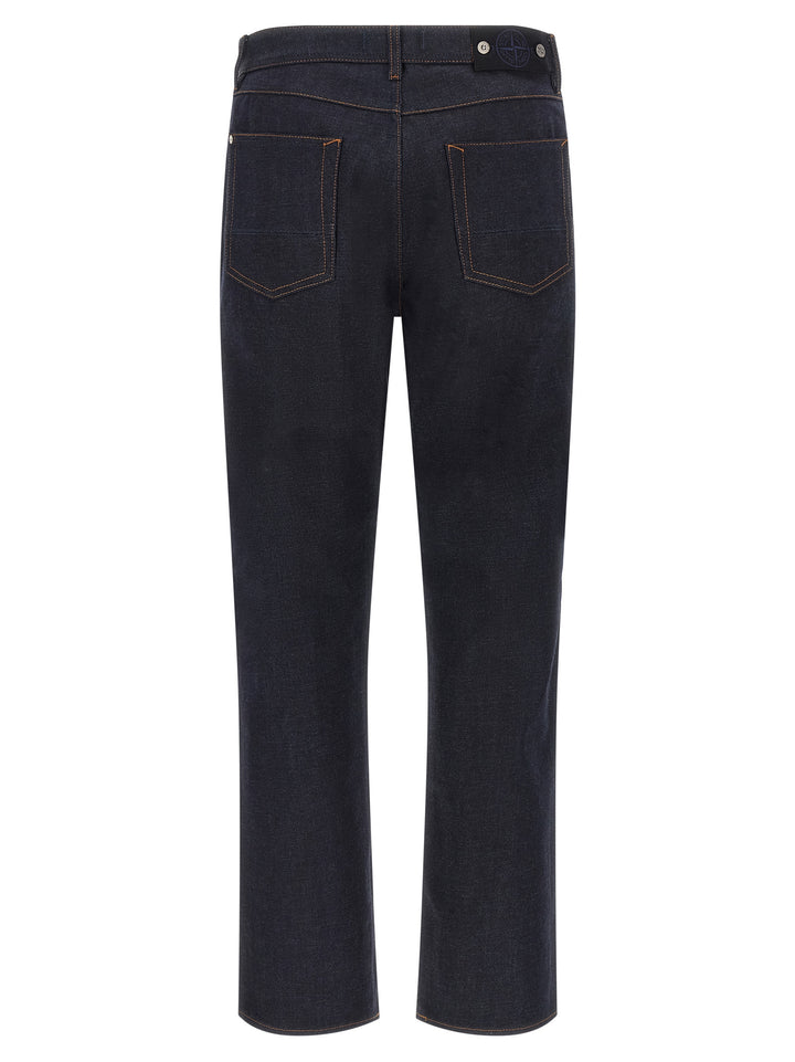 Stone Island Blue Cotton Straight-Leg Jeans
