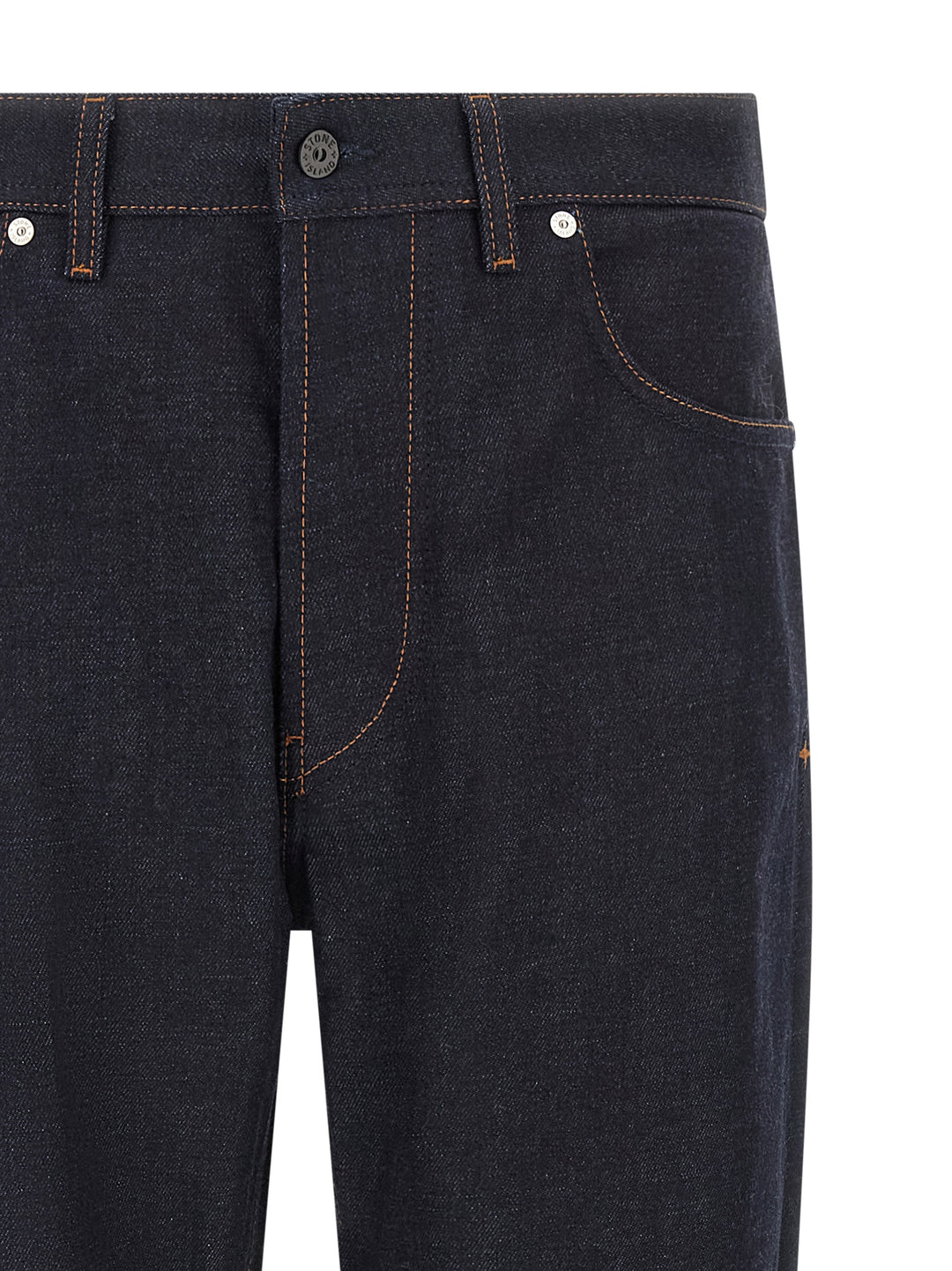 Stone Island Blue Cotton Straight-Leg Jeans