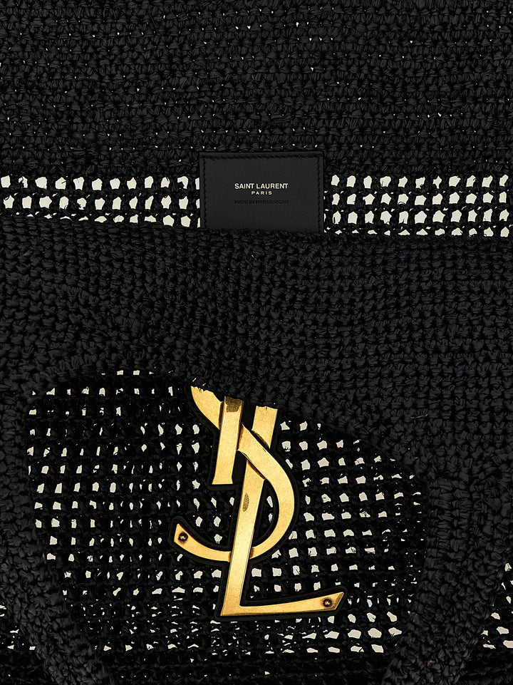 Saint Laurent Black Raffia Tote Bag
