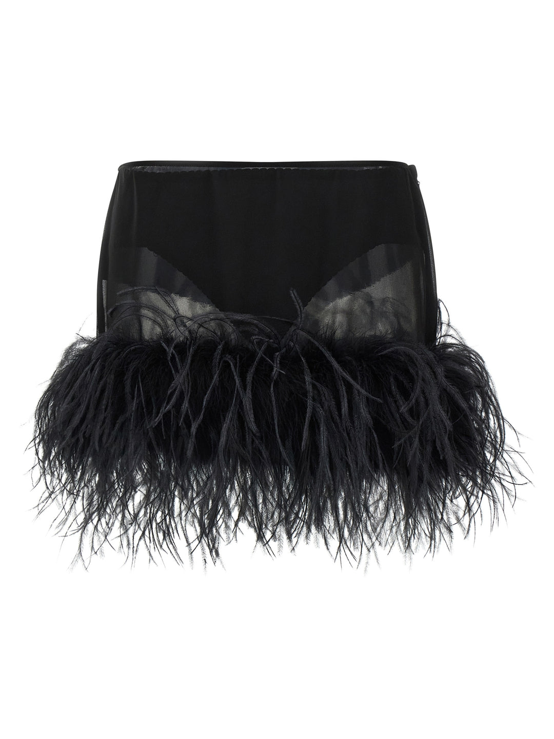 The Attico Black Polyester Long Skirt