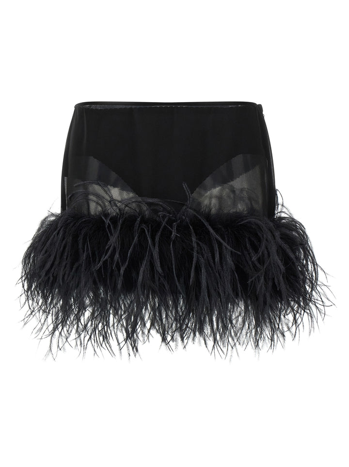 The Attico Black Polyester Long Skirt