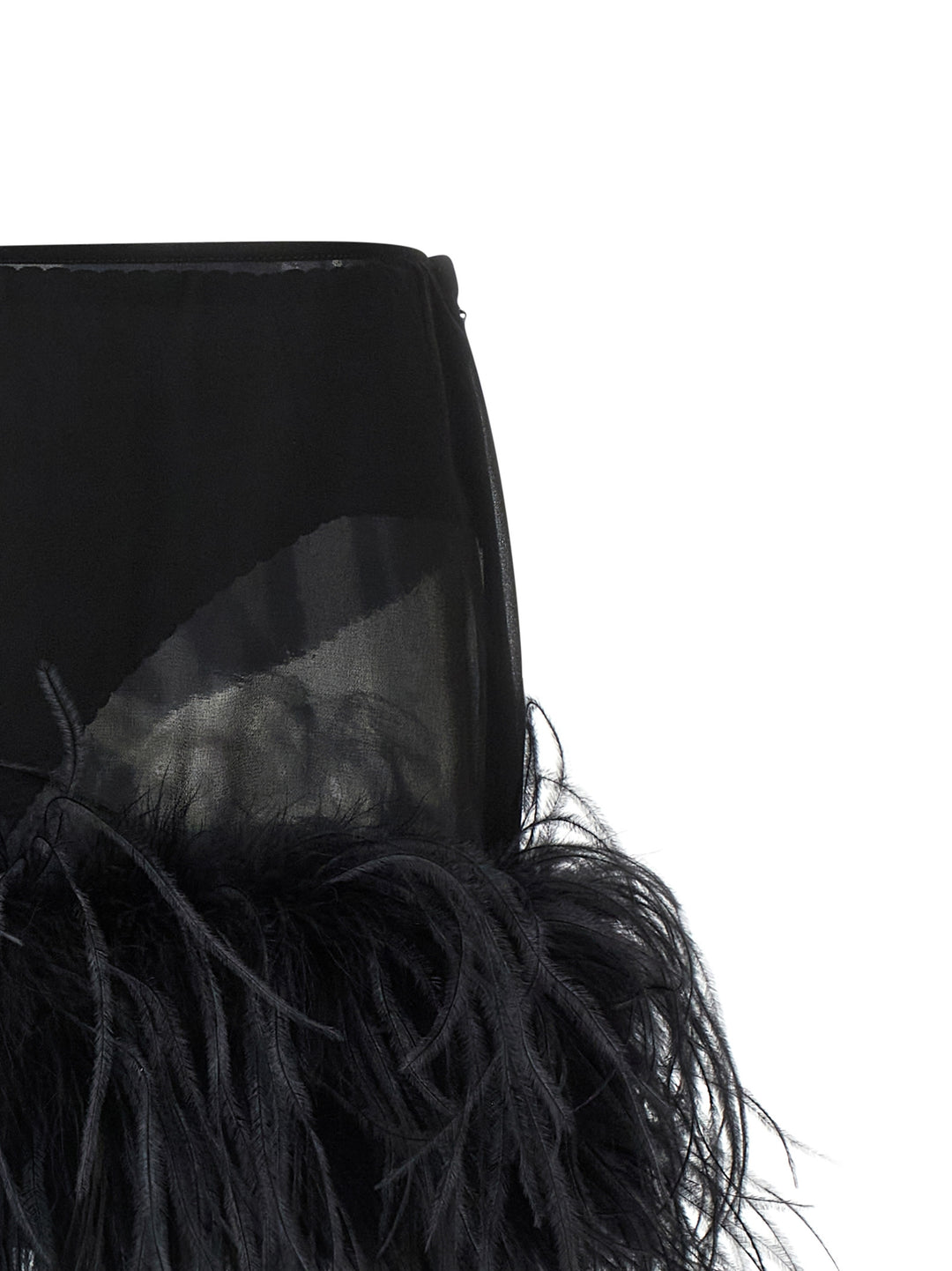 The Attico Black Polyester Long Skirt