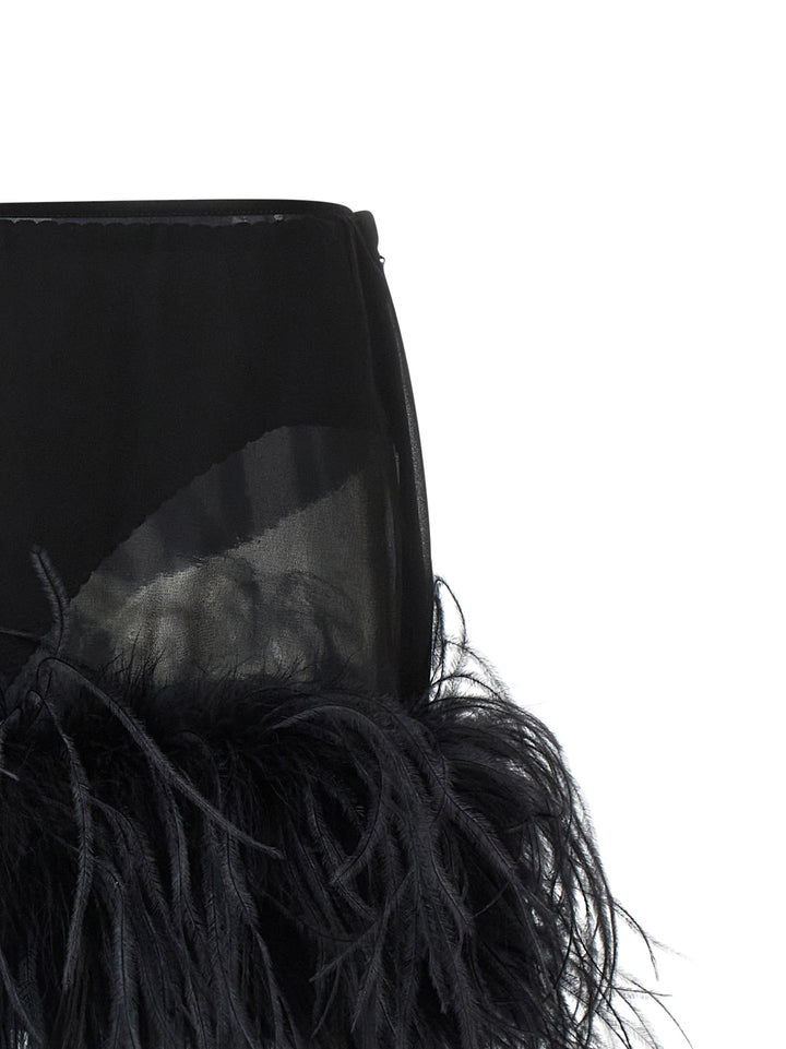 The Attico Black Polyester Long Skirt