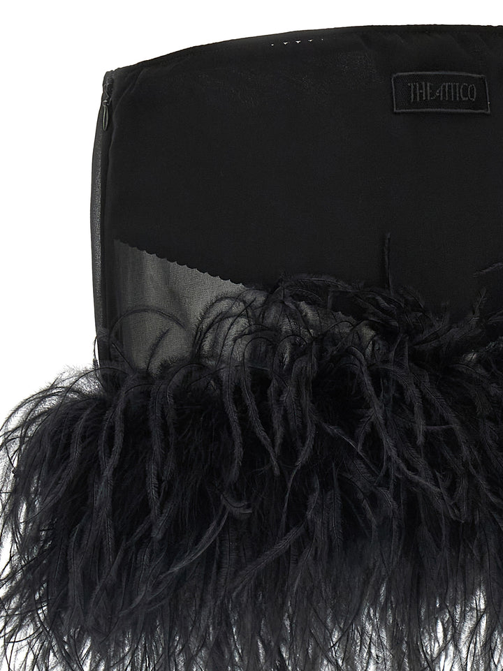 The Attico Black Polyester Long Skirt
