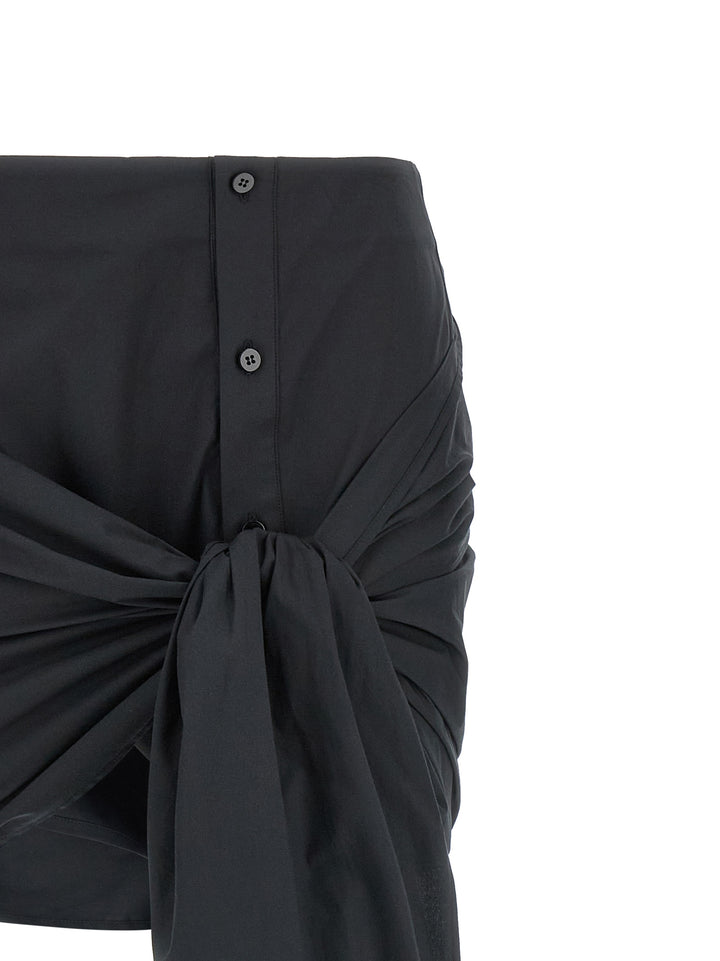 The Attico Black Cotton Long Skirt