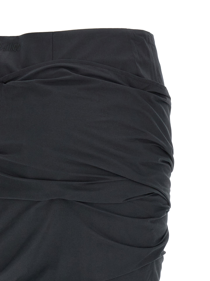 The Attico Black Cotton Long Skirt