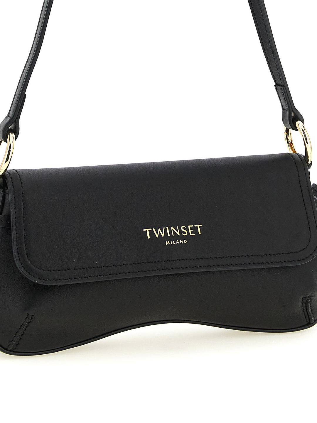 Twinset Black Leather Shoulder Bag