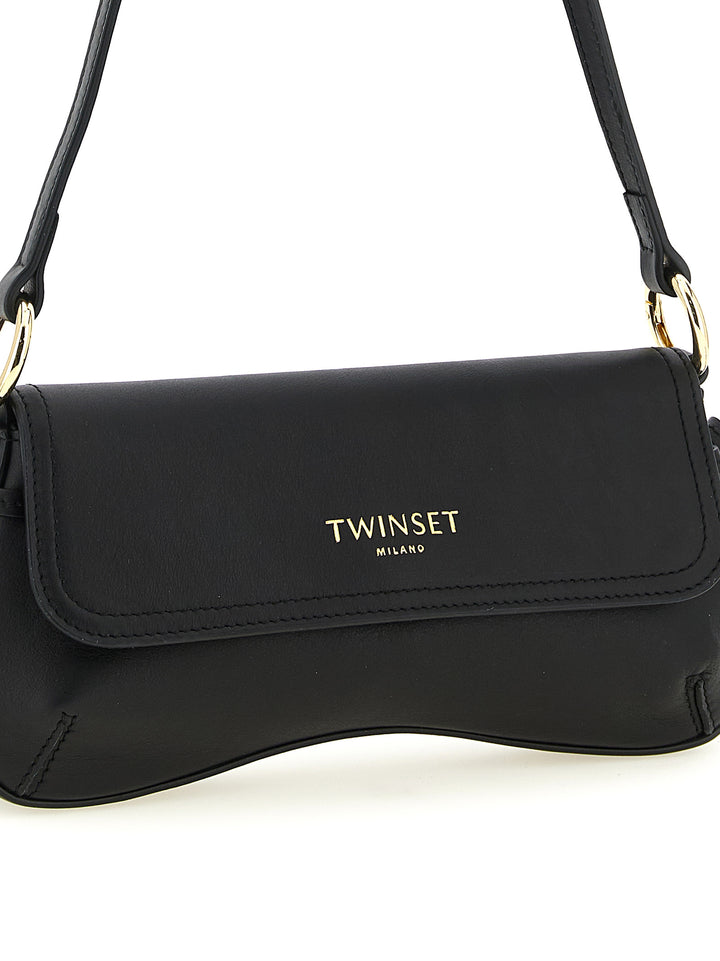 Twinset Black Leather Shoulder Bag