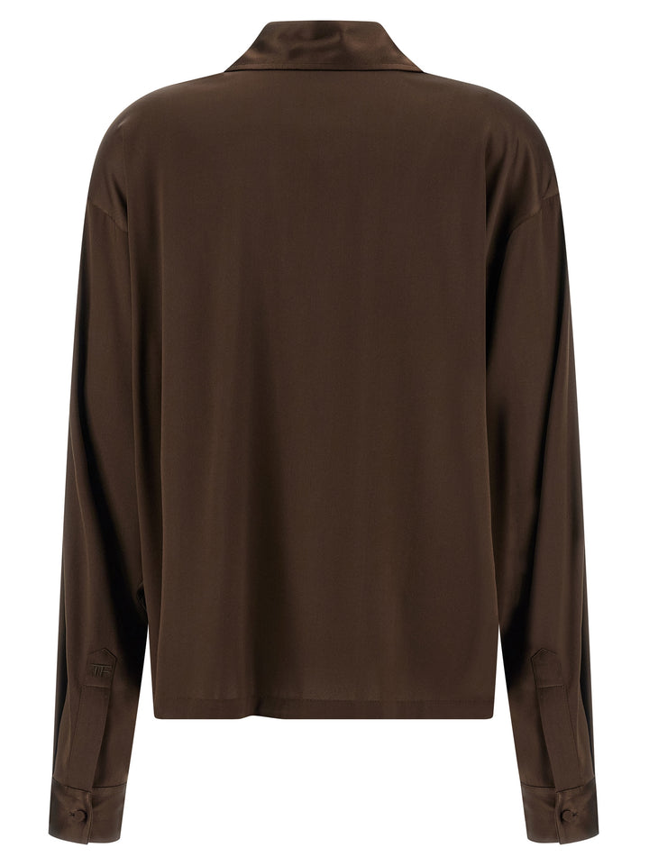 Tom Ford Brown Silk Polo Shirt