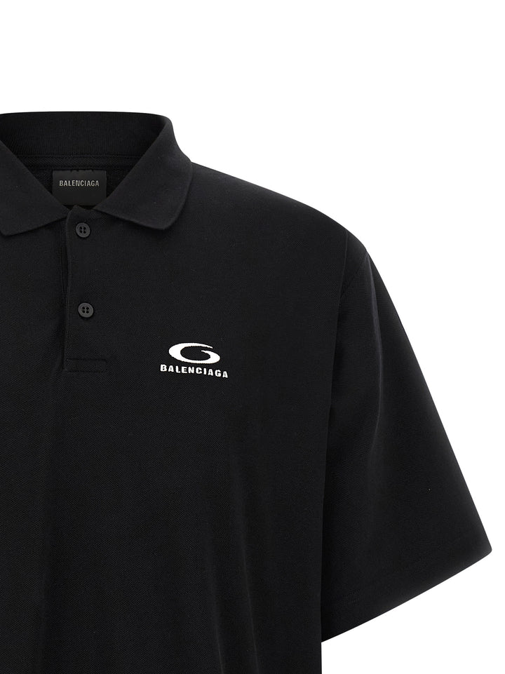 Balenciaga Black Cotton Polo Shirt