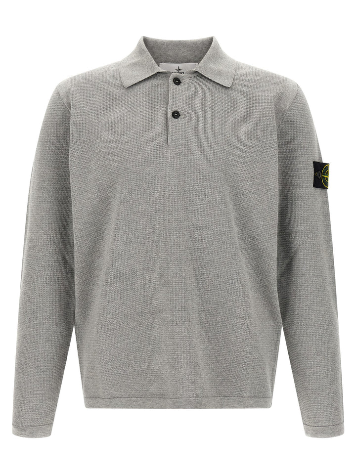 Stone Island Gray Cotton Polo Shirt
