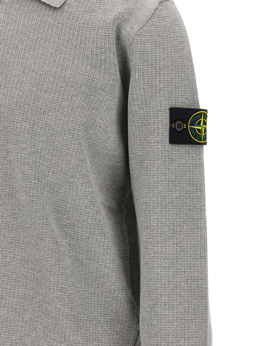 Stone Island Gray Cotton Polo Shirt