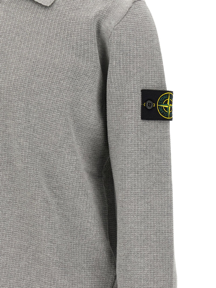 Stone Island Gray Cotton Polo Shirt