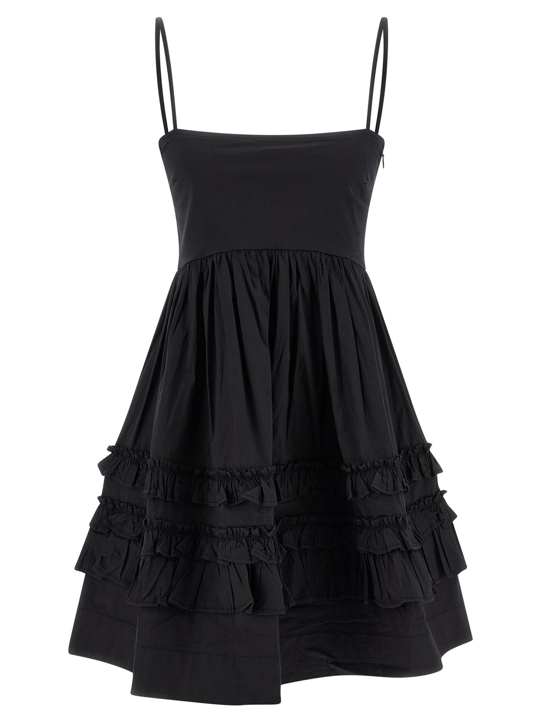 Ganni Black Cotton Short Dress