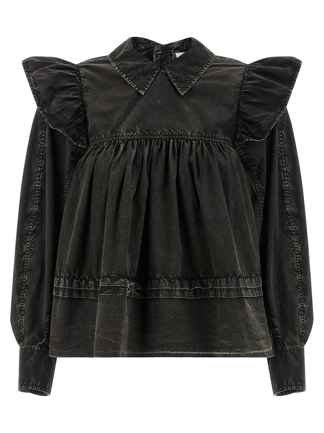 Ganni Black Organic Cotton Blouse