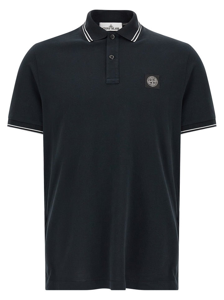 Stone Island Blue Cotton Polo Shirt