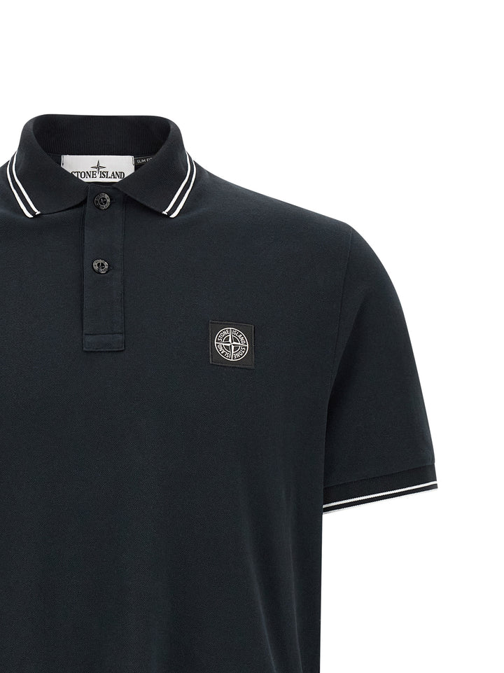 Stone Island Blue Cotton Polo Shirt