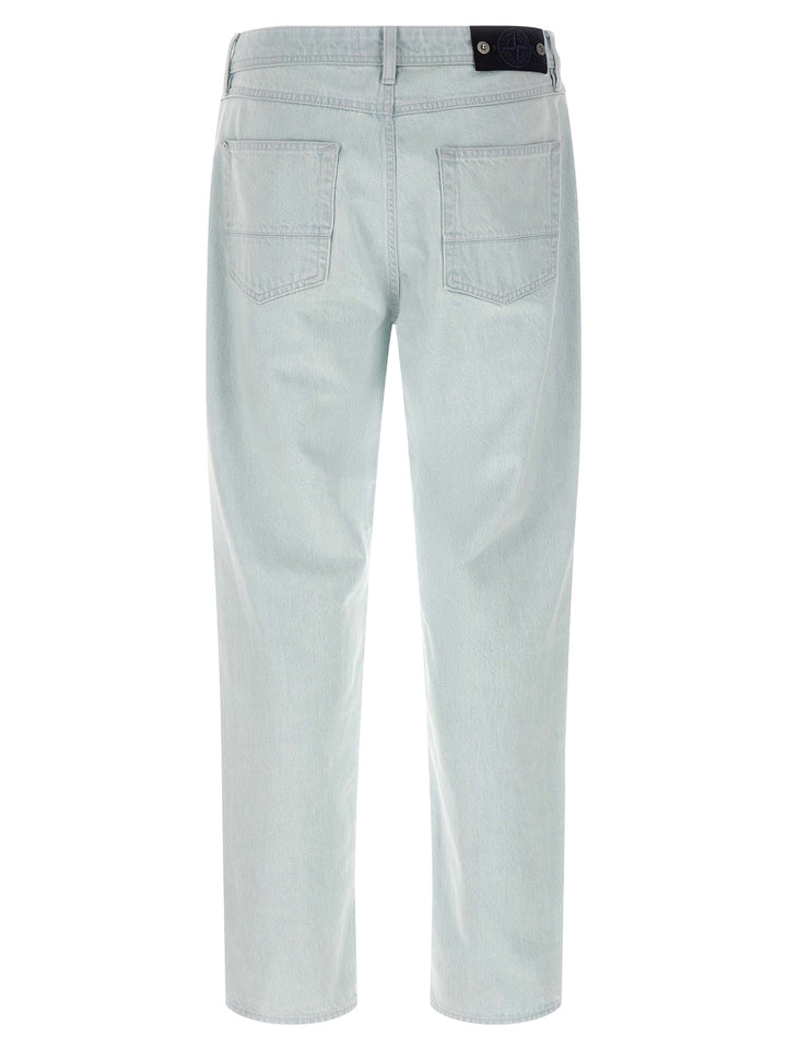 Stone Island Blue Cotton Straight-Leg Jeans