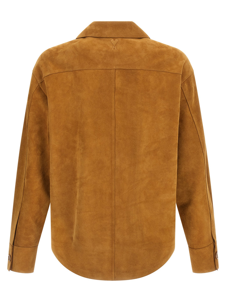 Ami Paris Brown Lamb Leather Leather Jacket
