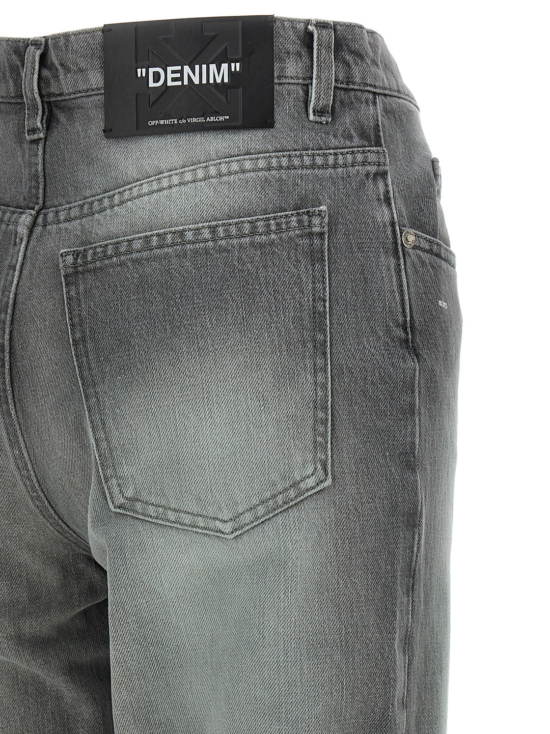 Off-White Gray Cotton Straight-Leg Jeans