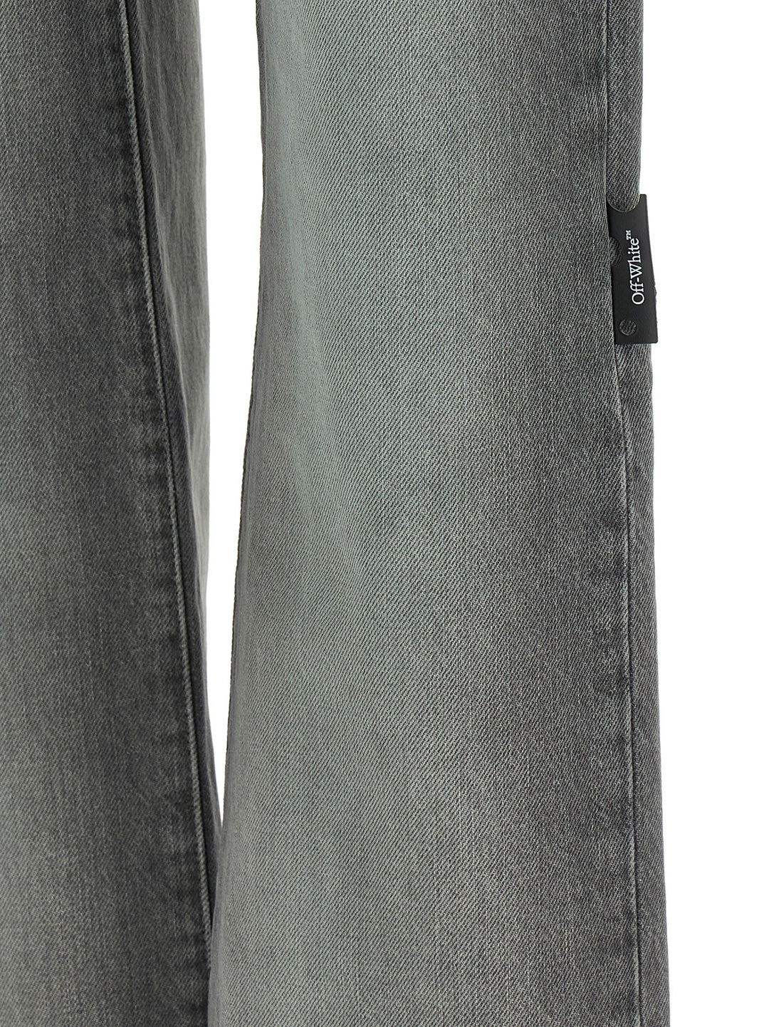 Off-White Gray Cotton Straight-Leg Jeans