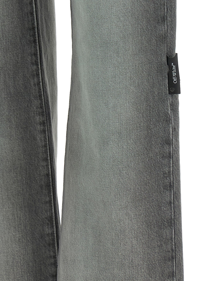 Off-White Gray Cotton Straight-Leg Jeans