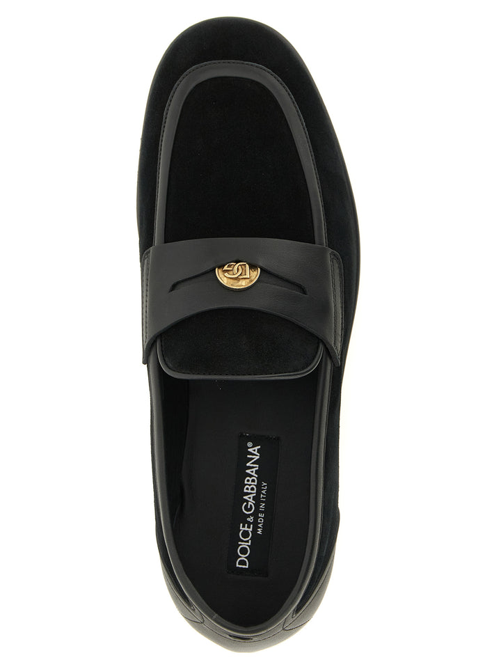 Dolce &amp; Gabbana Black Calfskin Slip-On Loafers