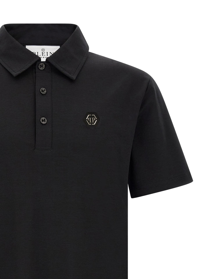 Philipp Plein Black Cotton Polo Shirt