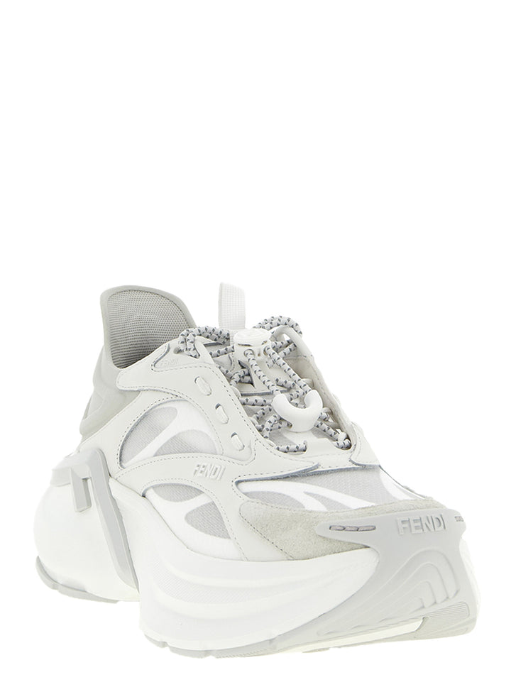 Fendi Gray Calfskin Athletic Sneakers