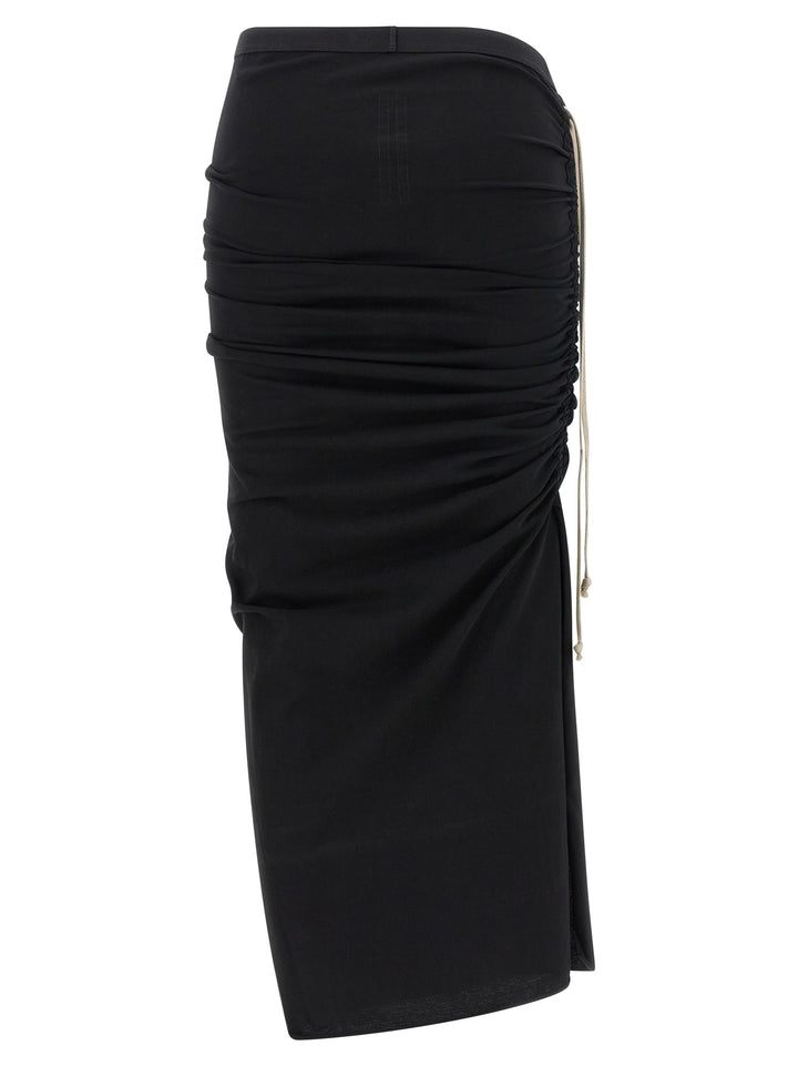 Rick Owens Black Cotton Midi Skirt