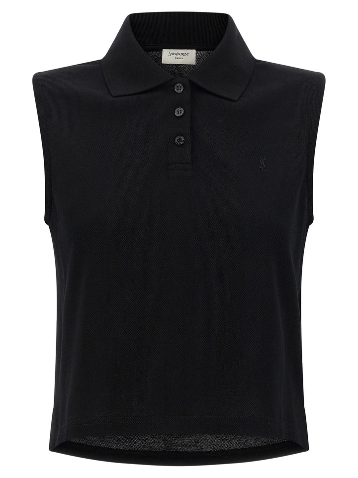 Saint Laurent Black Cotton Polo Shirt