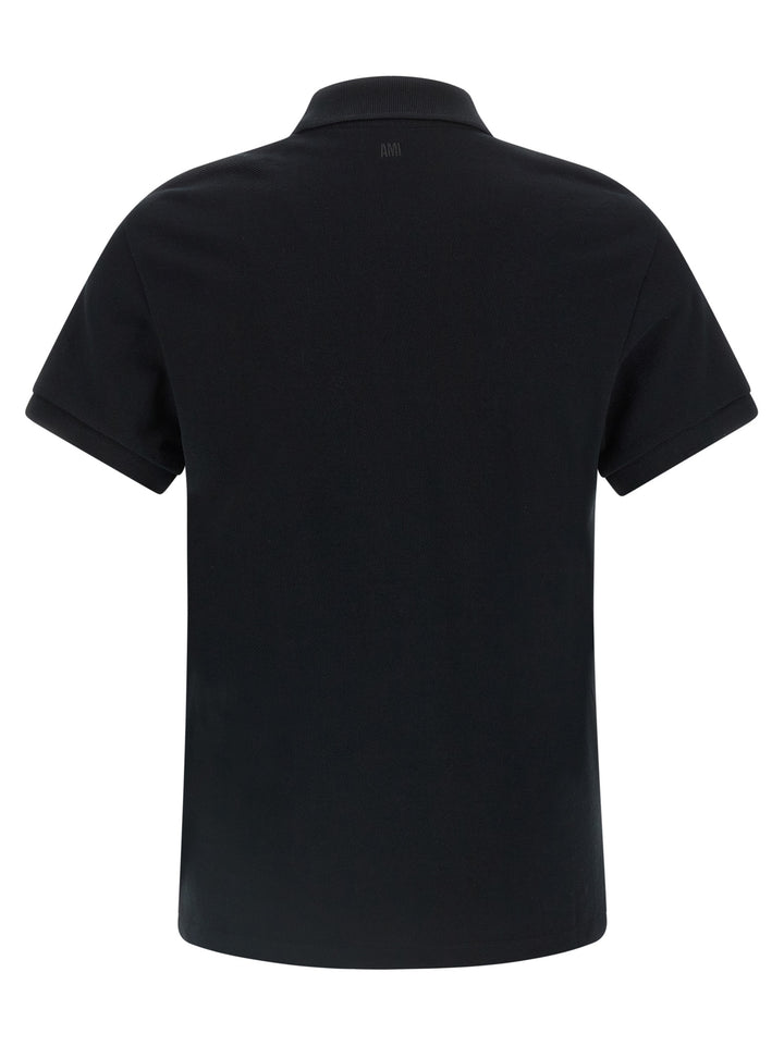Ami Paris Black Cotton Polo Shirt