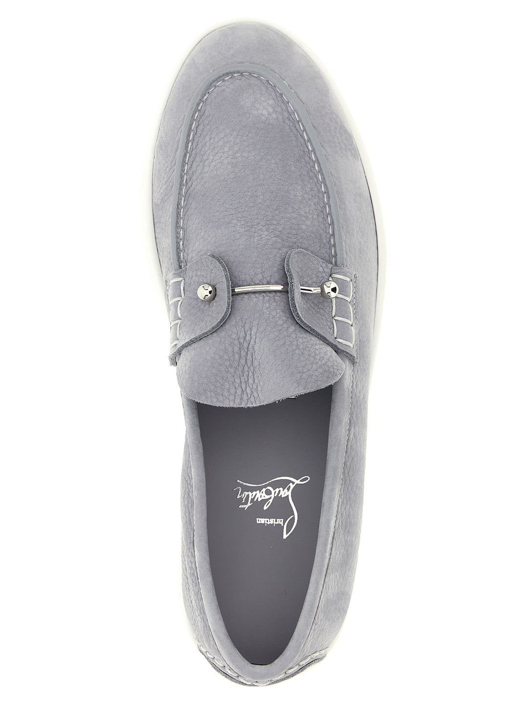 Christian Louboutin Gray Calfskin Slip-On Loafers