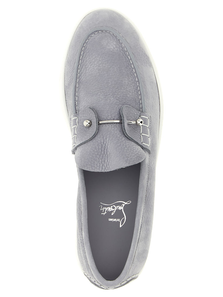 Christian Louboutin Gray Calfskin Slip-On Loafers