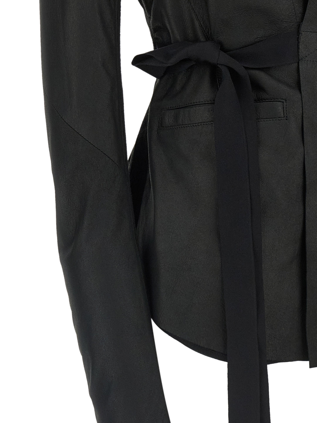 Rick Owens Black Lamb Leather Leather Jacket