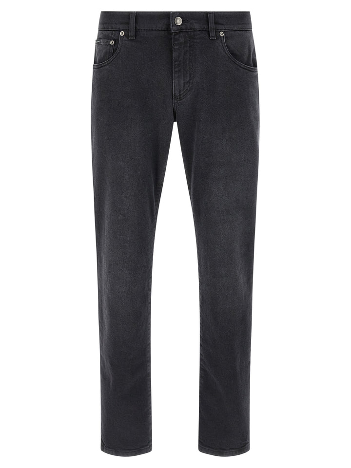 Dolce &amp; Gabbana Black Cotton Straight-Leg Jeans