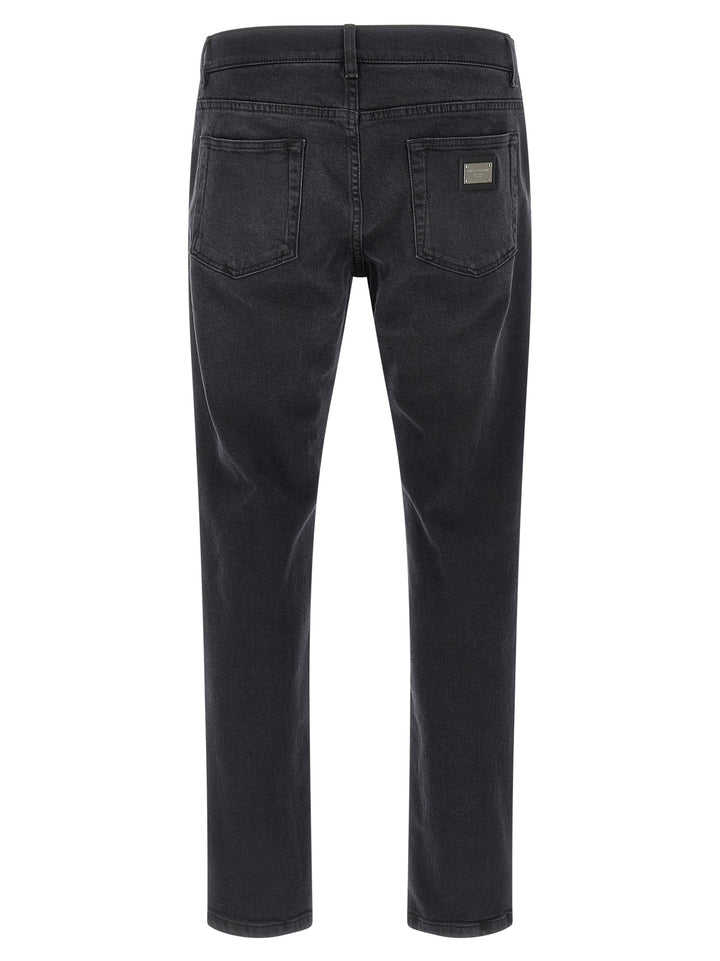 Dolce &amp; Gabbana Black Cotton Straight-Leg Jeans