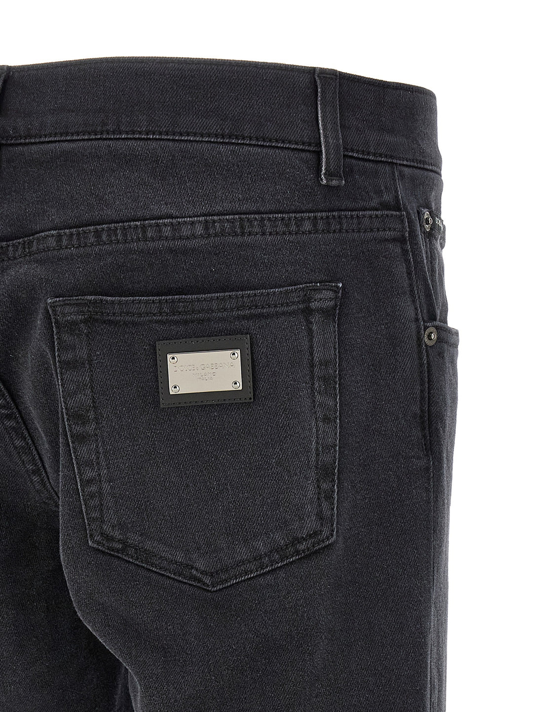 Dolce &amp; Gabbana Black Cotton Straight-Leg Jeans