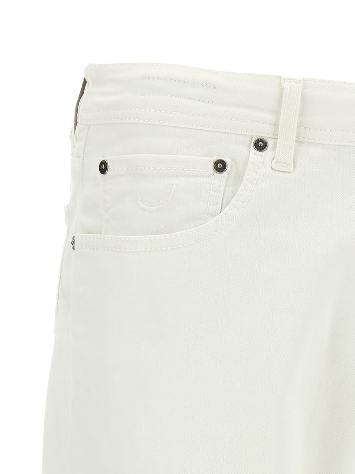 Jacob Cohen White Cotton Straight-Leg Jeans