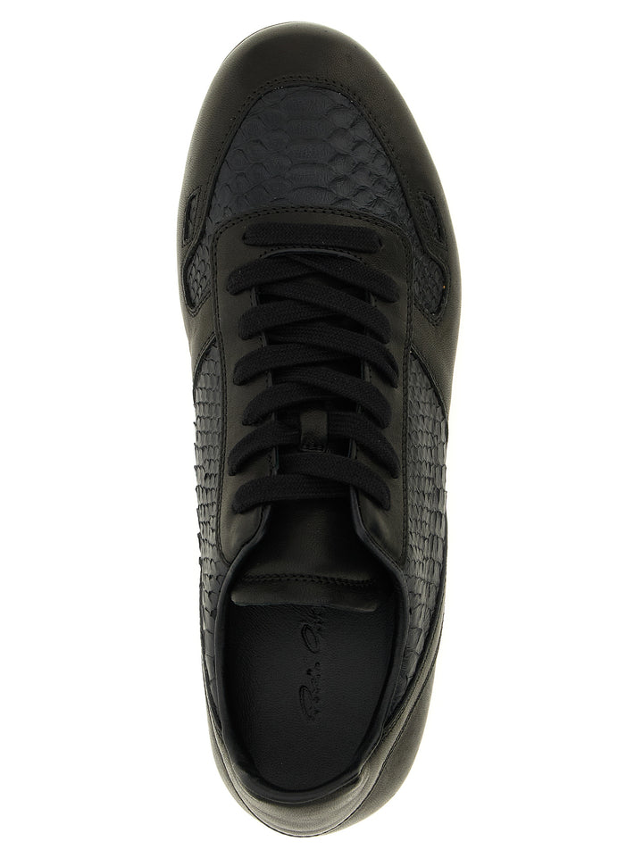Rick Owens Black Lamb Leather Low Top Sneakers