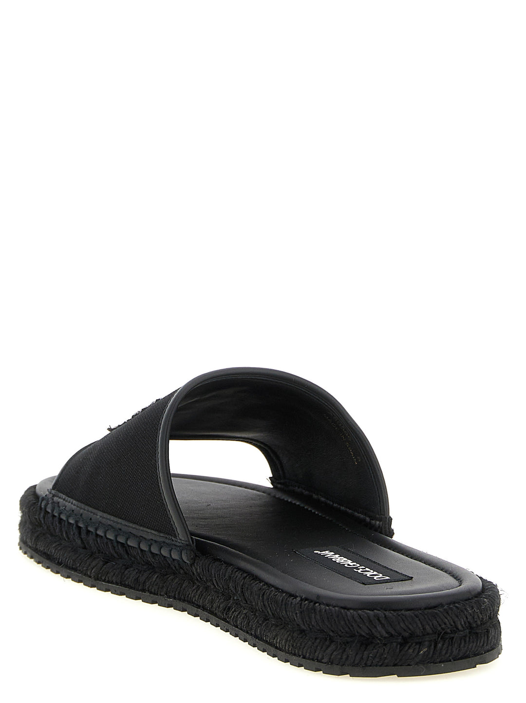 Dolce &amp; Gabbana Black Cotton Slides