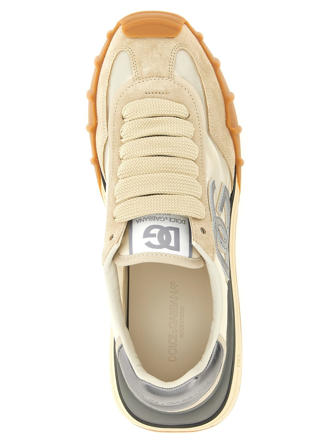 Dolce &amp; Gabbana Silver Calfskin Athletic Sneakers